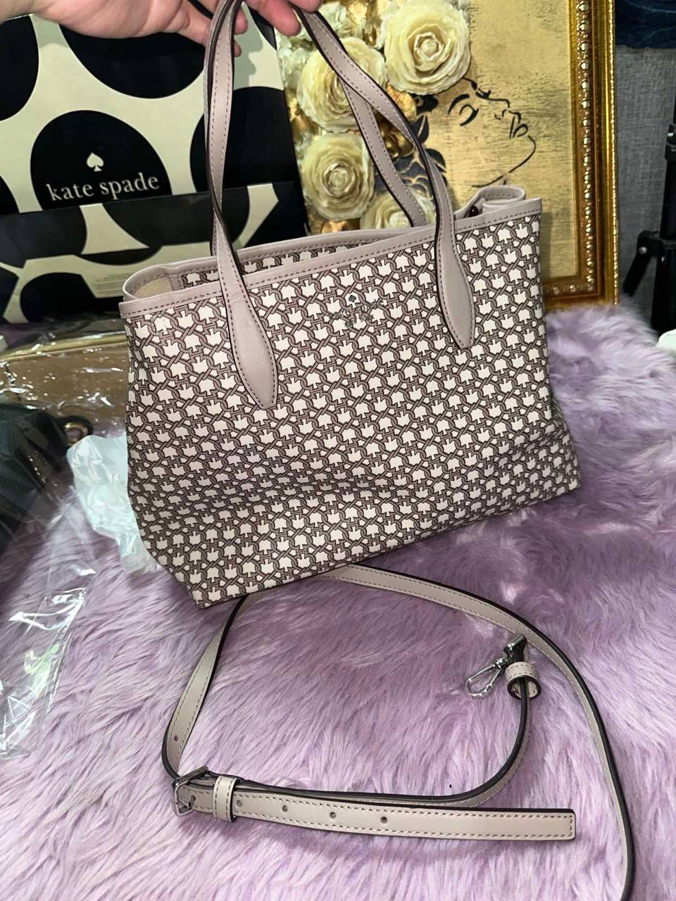 ORIG Preloved Kate Spade KS Link Mini Tote Beige Bag