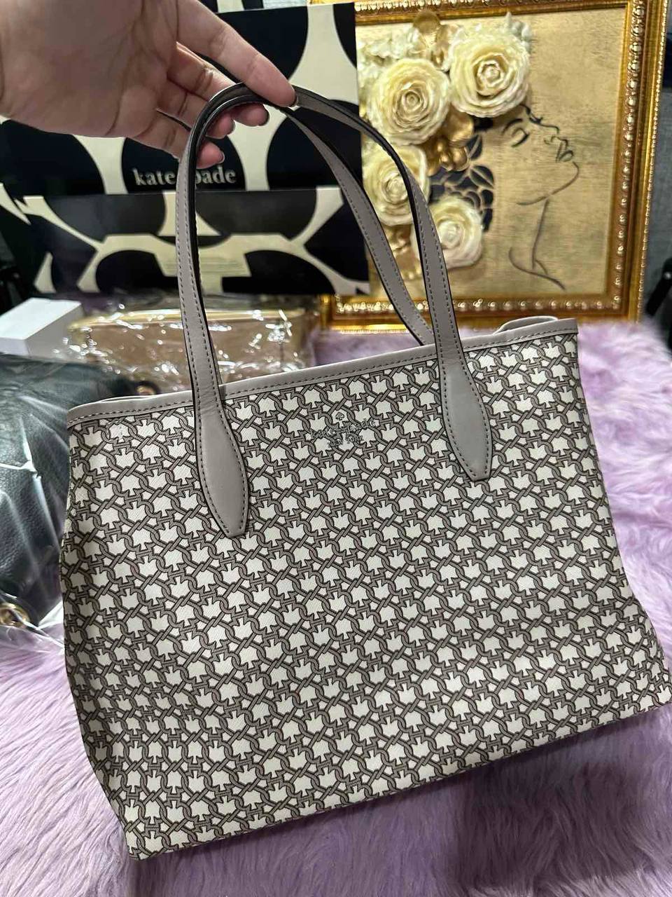 ORIG Preloved Kate Spade KS Link Mini Tote Beige Bag
