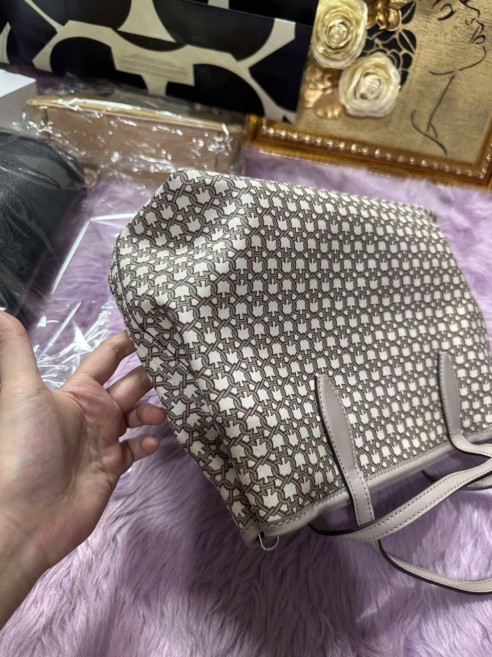 ORIG Preloved Kate Spade KS Link Mini Tote Beige Bag
