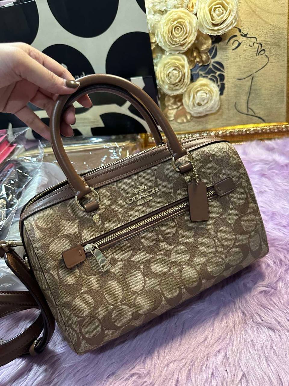 ORIG Preloved Coach Rowan Satchel Khaki Brown Bag