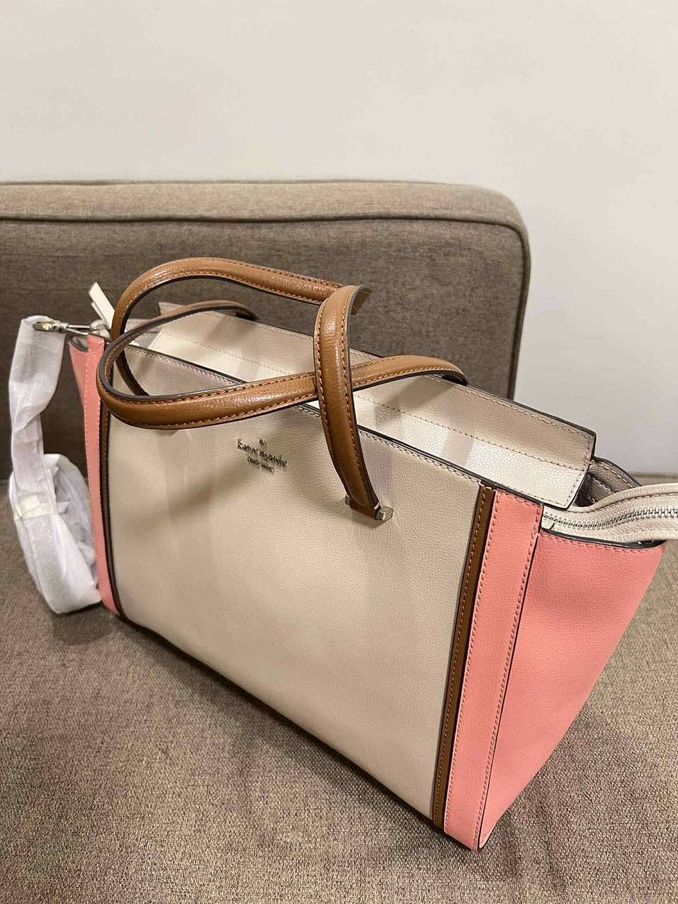 ORIG Preloved Kate Spade KS Patterson Drive Geraldine Warm Beige Pink Large Tote Satchel Bag