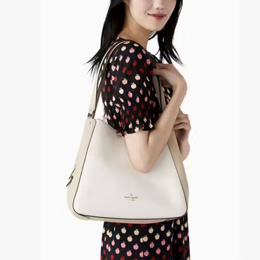 ORIG Preloved Kate Spade KS Leila Medium Triple Compartment Shoulder Bag Beige Brown