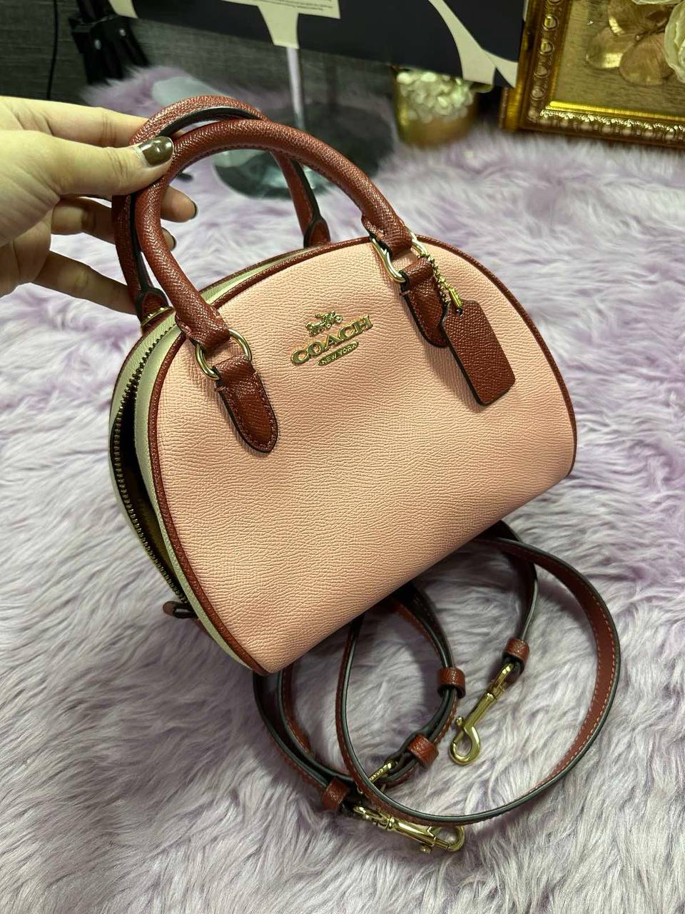 ORIG Preloved Coach Sydney Satchel In Colorblock Pink Small Bag