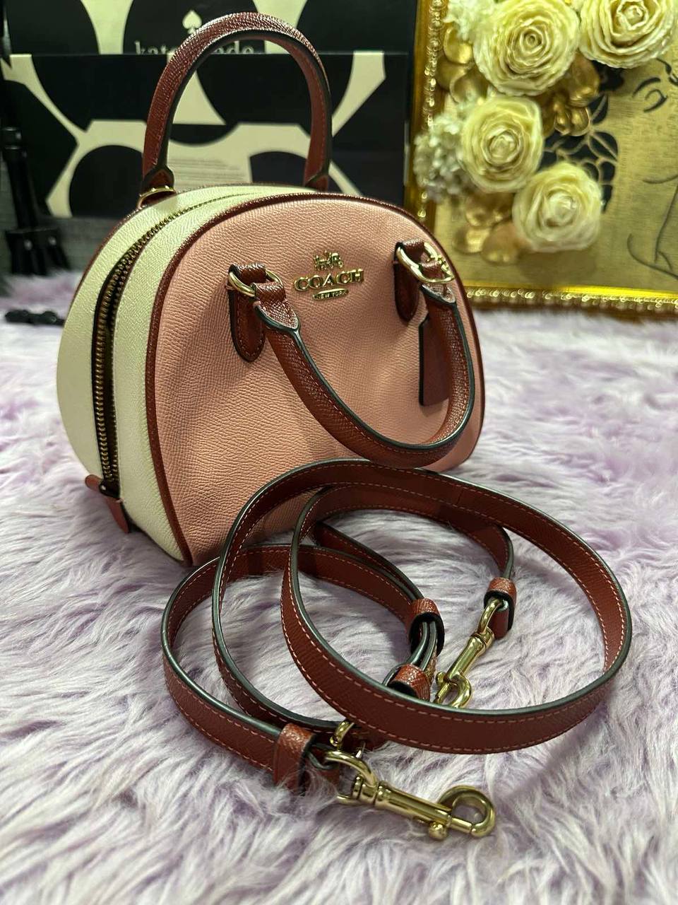 ORIG Preloved Coach Sydney Satchel In Colorblock Pink Small Bag