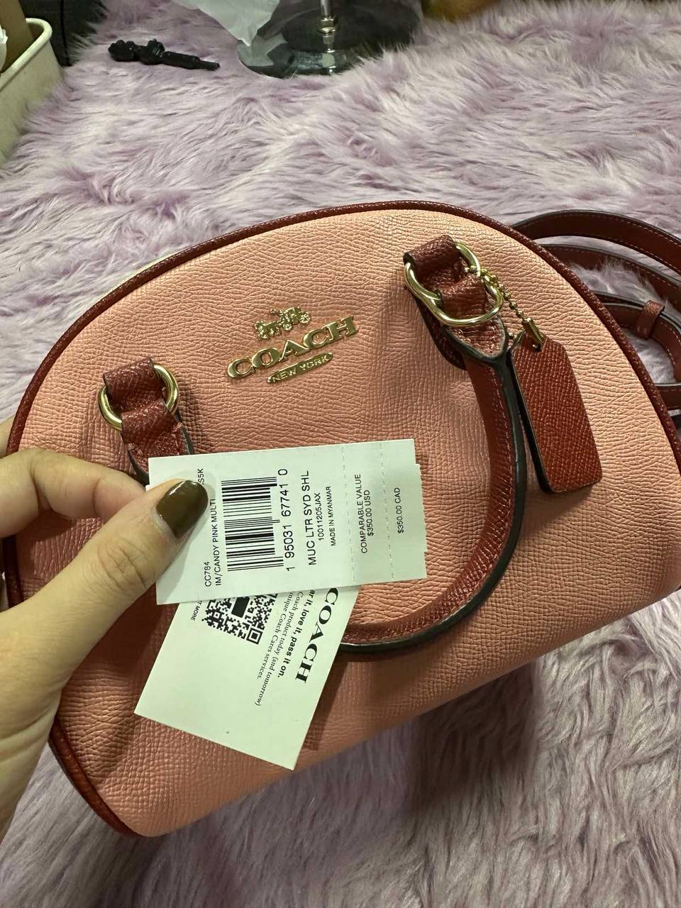 ORIG Preloved Coach Sydney Satchel In Colorblock Pink Small Bag