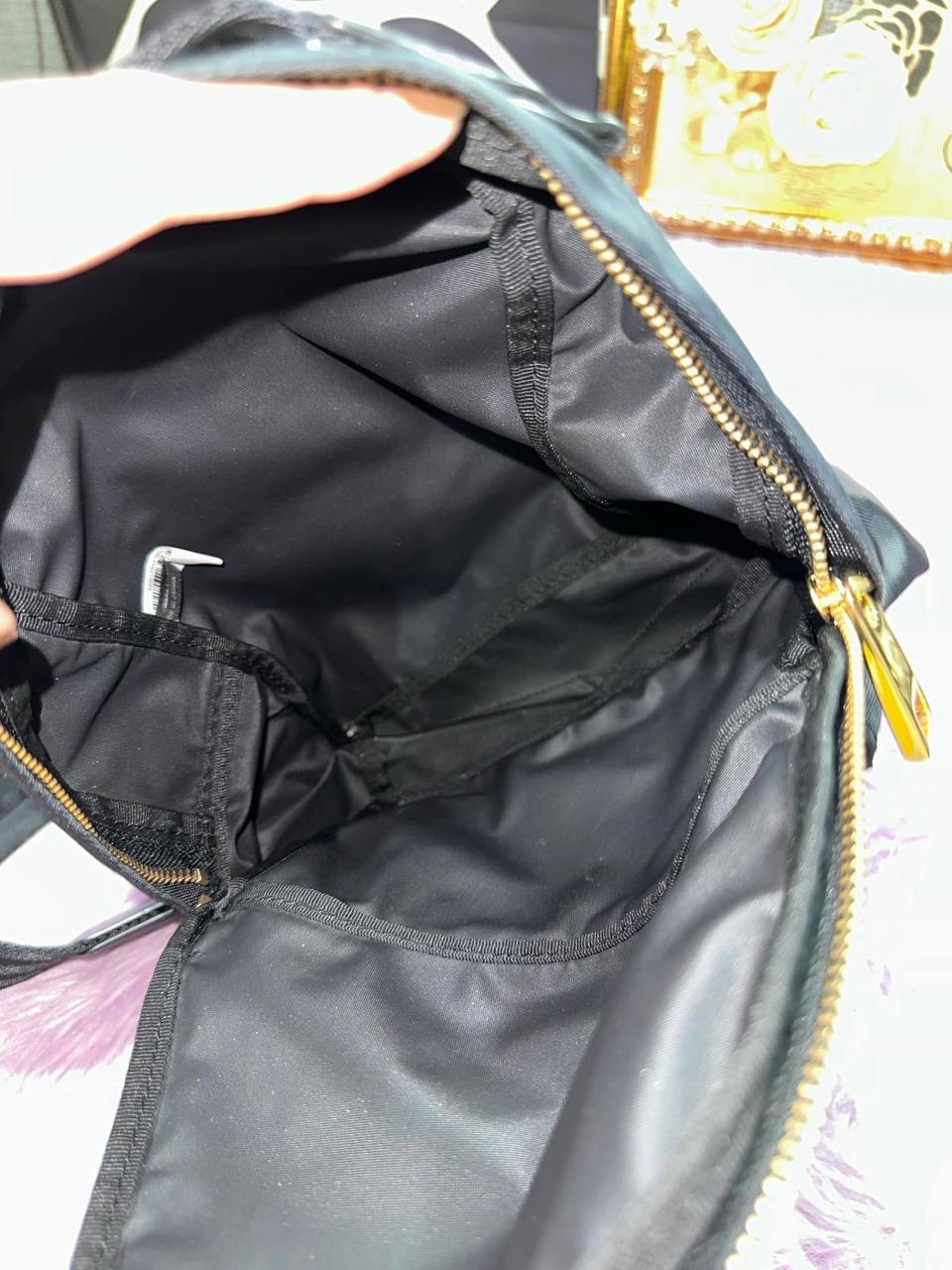 ORIG Preloved Marc Jacobs MJ Black Nylon Varsity Small Black Backpack Bag