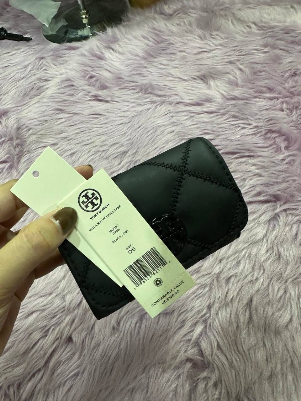 ORIG Preloved Tory Burch TB Willa Matte Card Case Small Black Wallet
