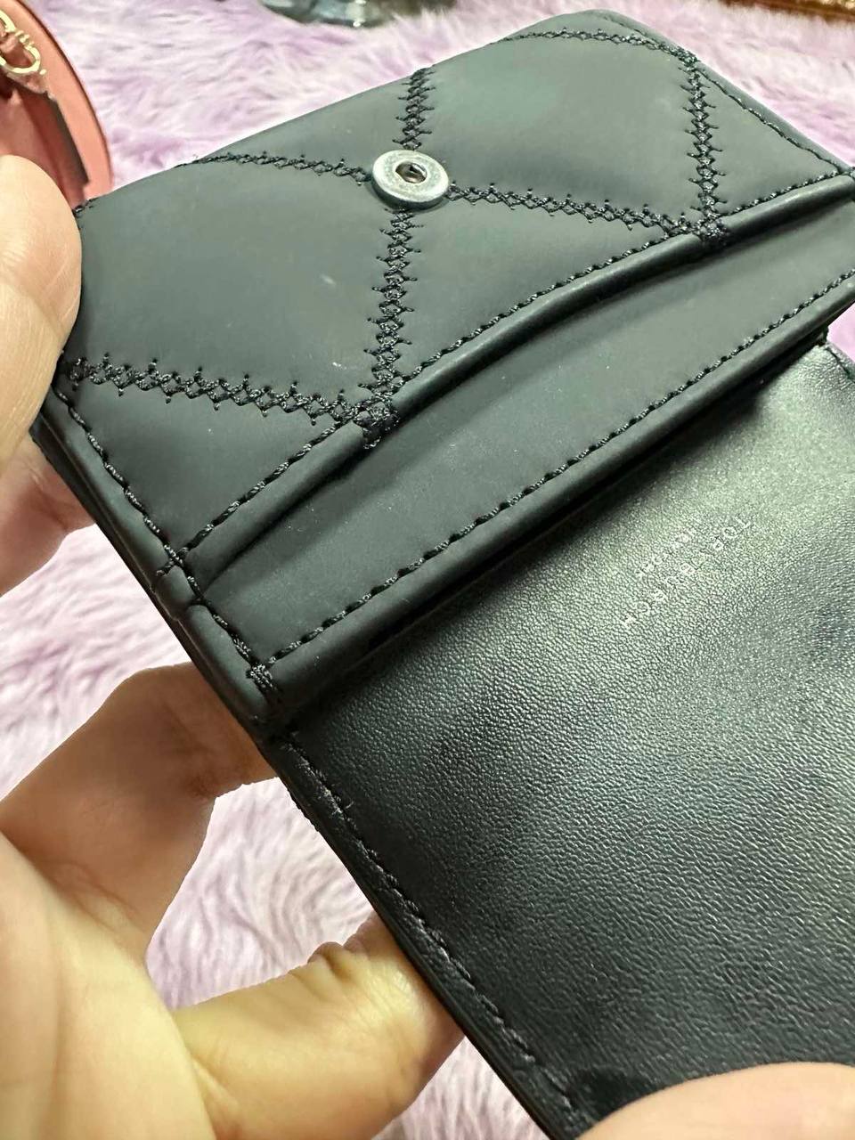 ORIG Preloved Tory Burch TB Willa Matte Card Case Small Black Wallet