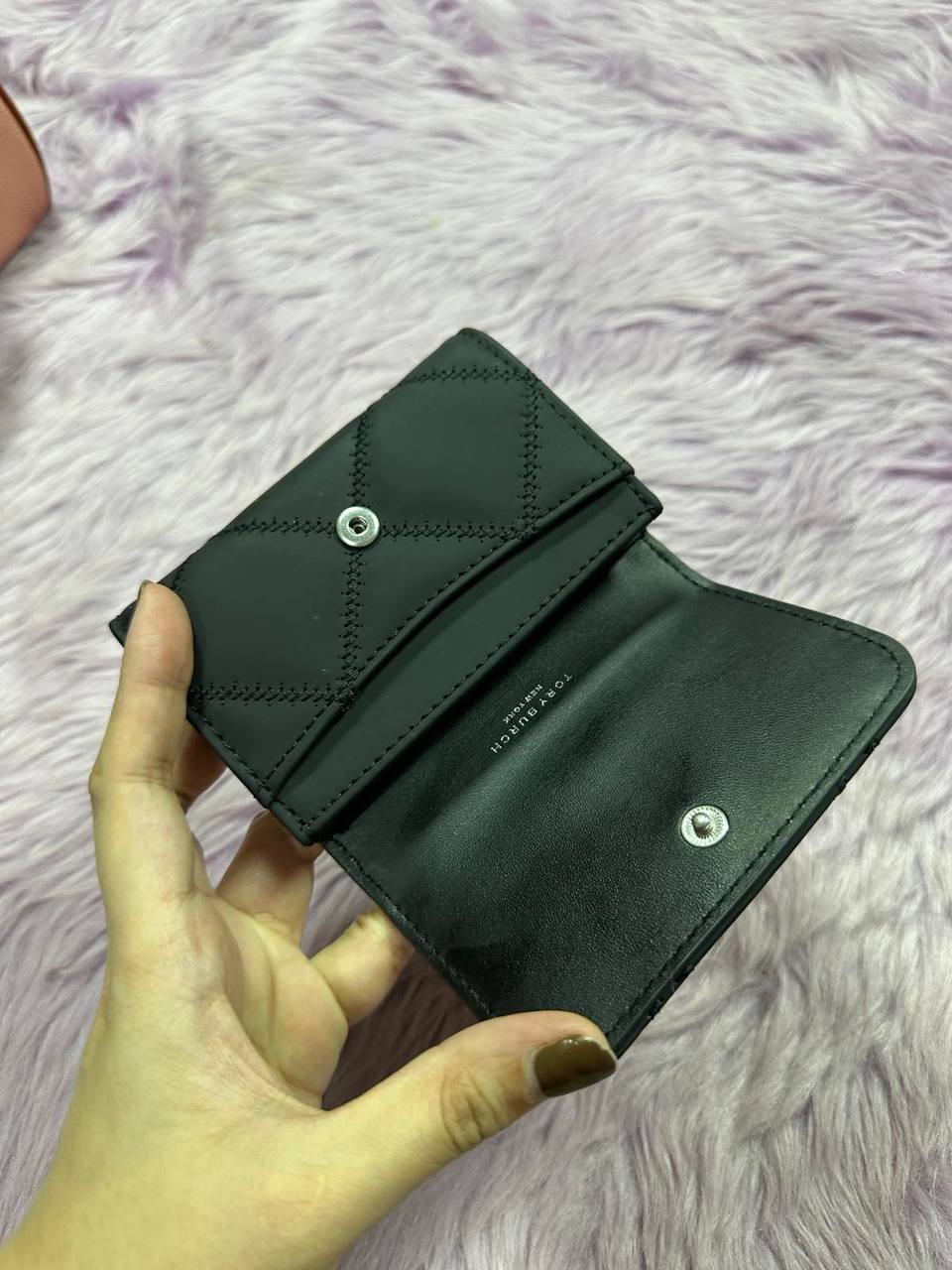 ORIG Preloved Tory Burch TB Willa Matte Card Case Small Black Wallet