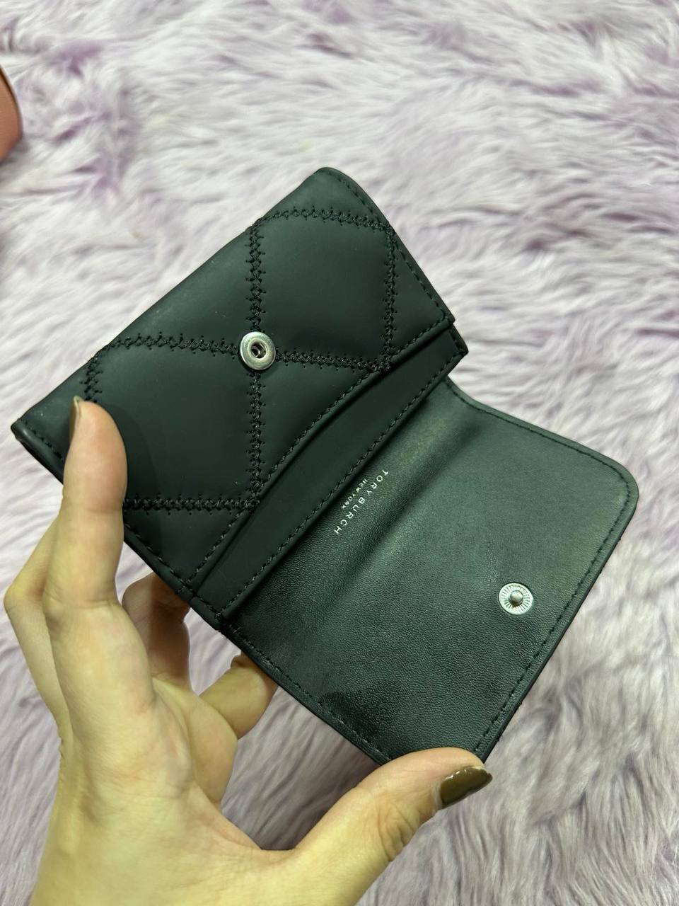 ORIG Preloved Tory Burch TB Willa Matte Card Case Small Black Wallet