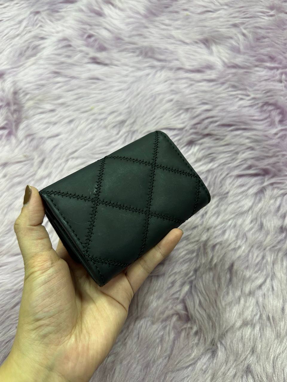 ORIG Preloved Tory Burch TB Willa Matte Card Case Small Black Wallet