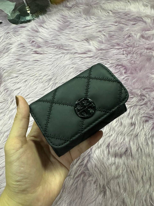 ORIG Preloved Tory Burch TB Willa Matte Card Case Small Black Wallet