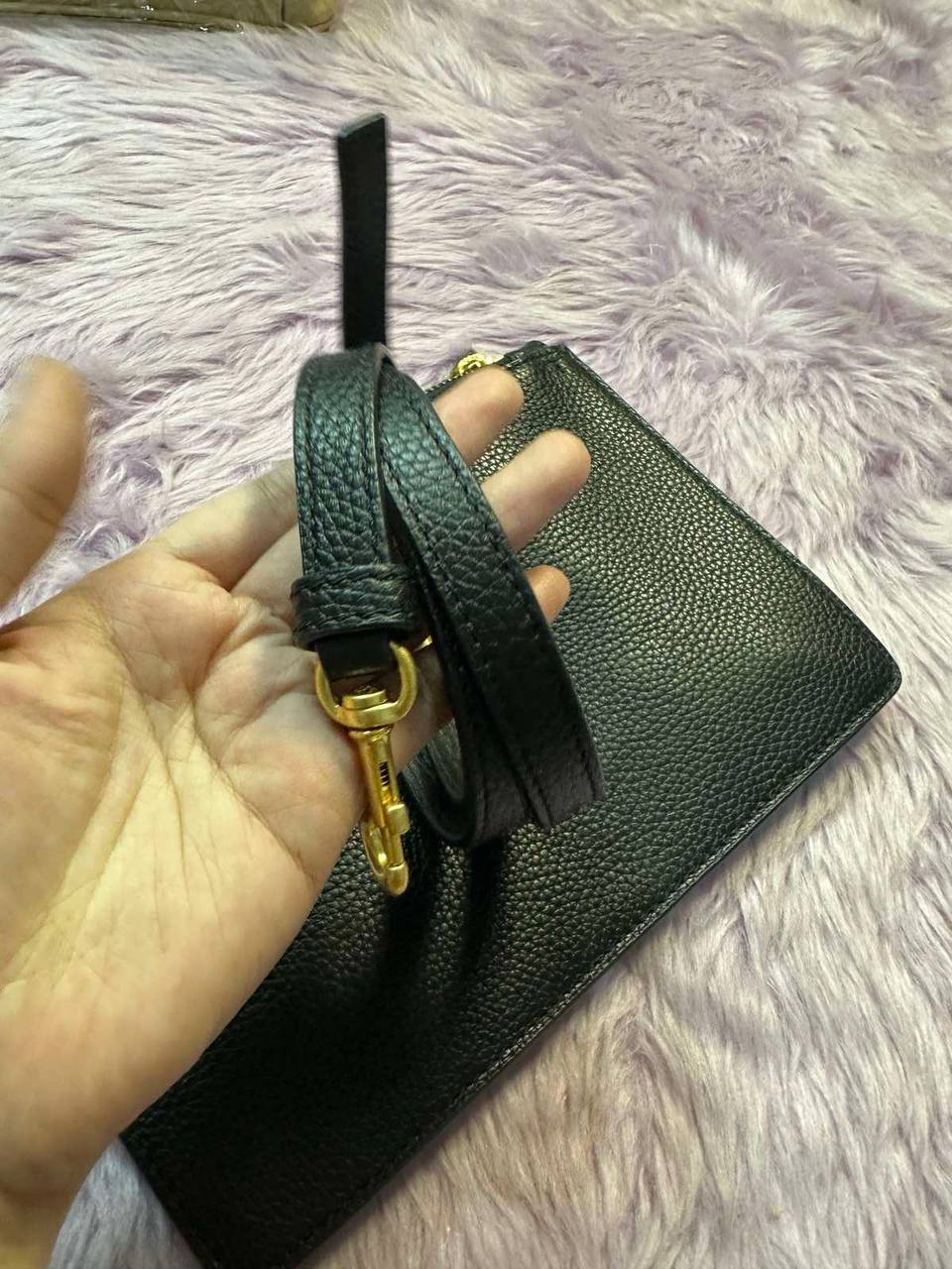 ORIG Preloved Tory Burch TB Double Zip Slim Crossbody Leather Bag BLACK