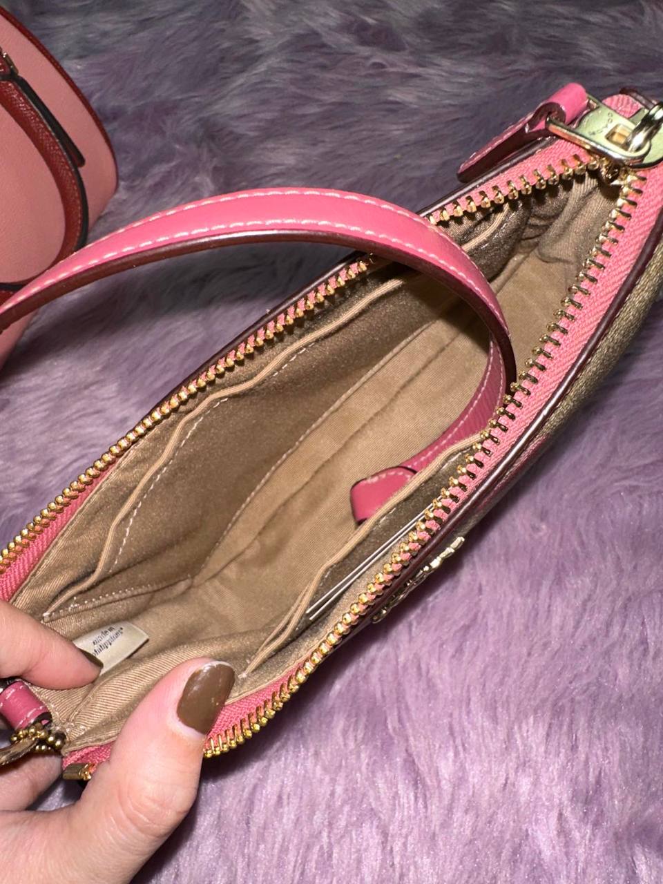 ORIG Preloved Coach Nolita 19 In Signature Canvas With Stripe Heart Print Small Bag
