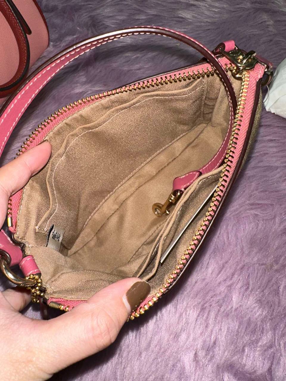 ORIG Preloved Coach Nolita 19 In Signature Canvas With Stripe Heart Print Small Bag