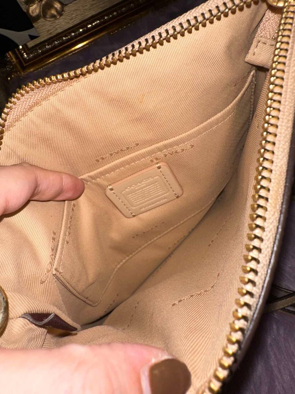 ORIG Preloved Coach Kitt Messenger Slim Bag Beige