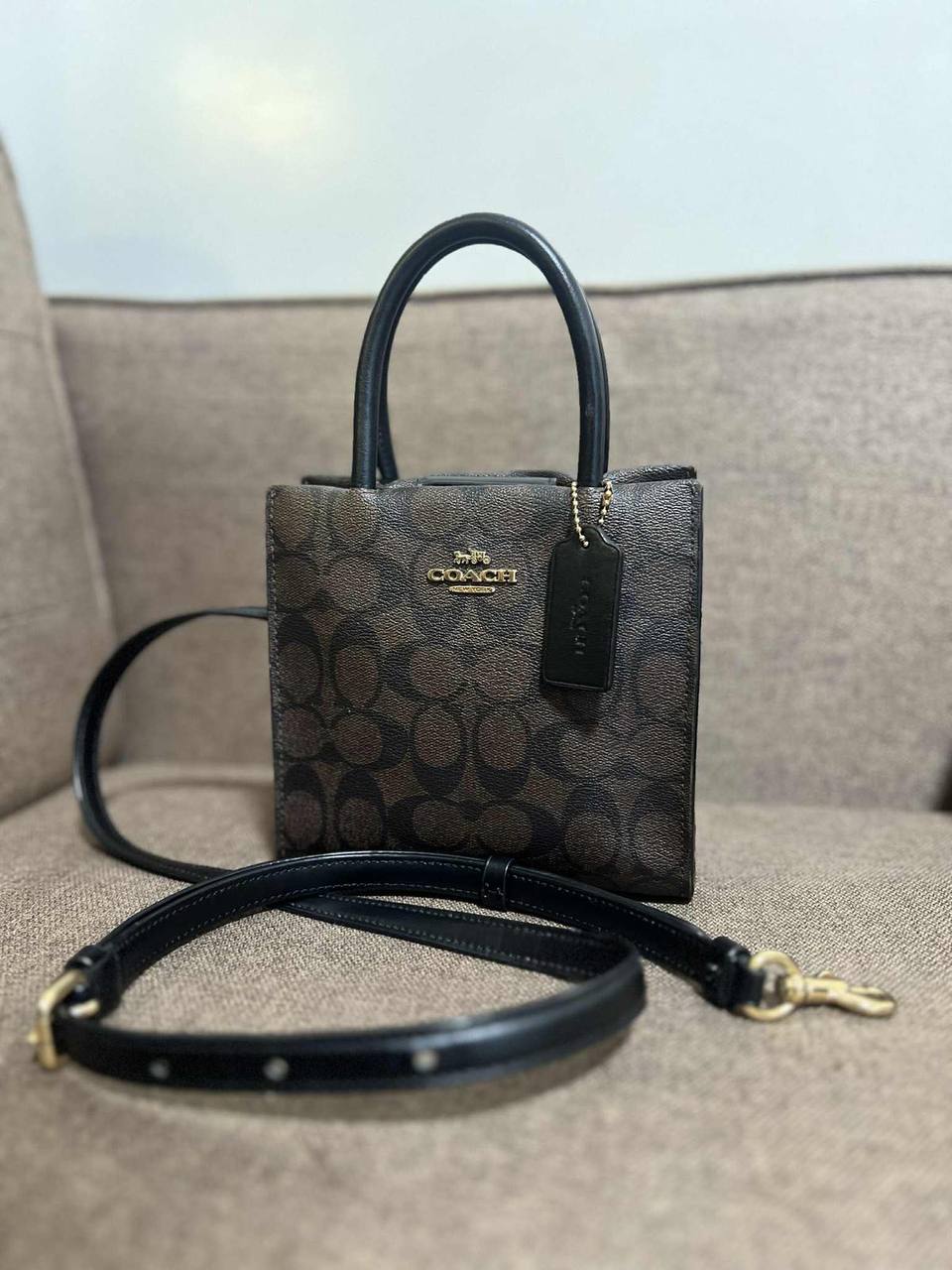 ORIG Preloved Coach RARE Mini Cally Crossbody Small Brown Bag