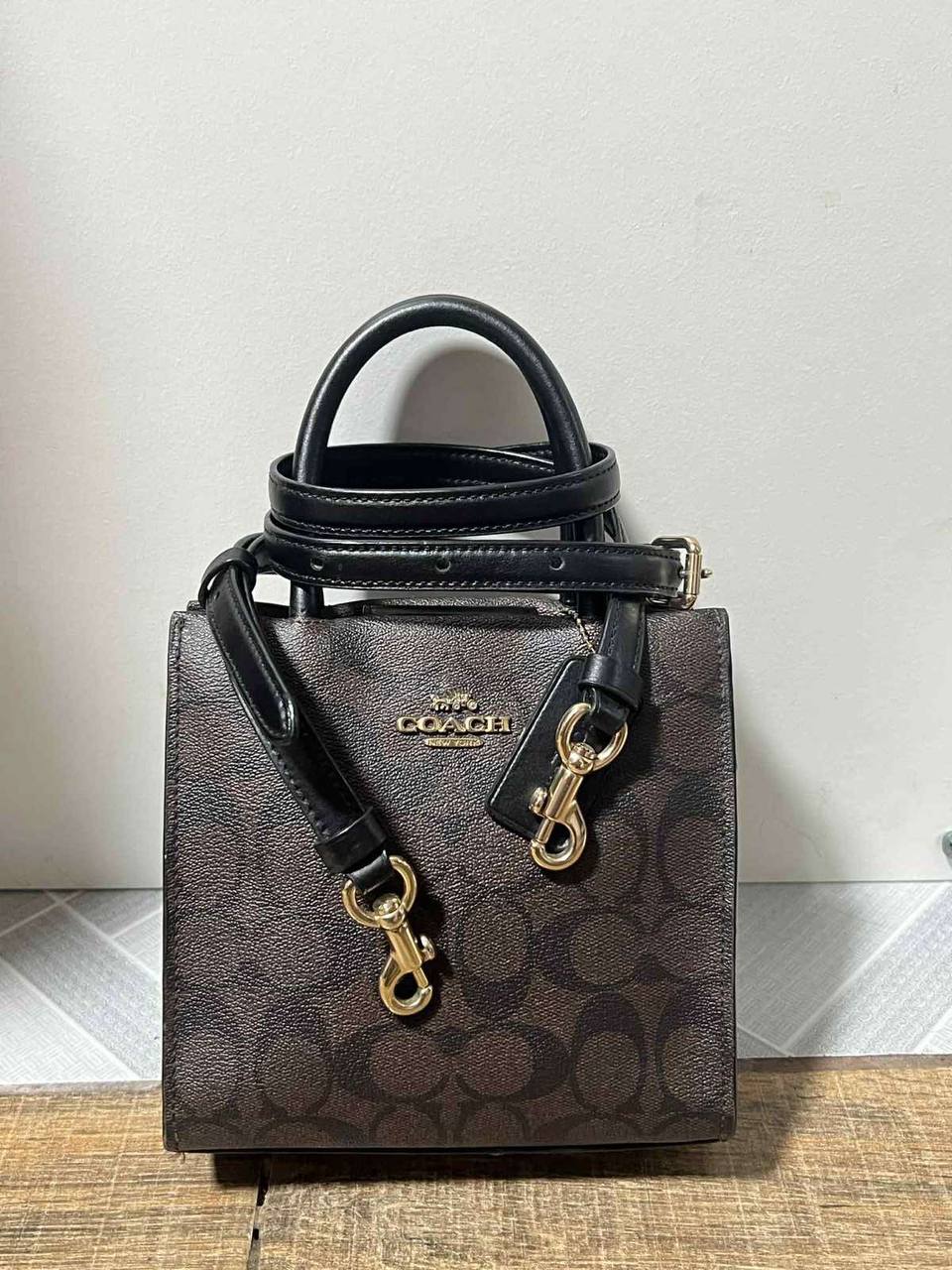 ORIG Preloved Coach RARE Mini Cally Crossbody Small Brown Bag