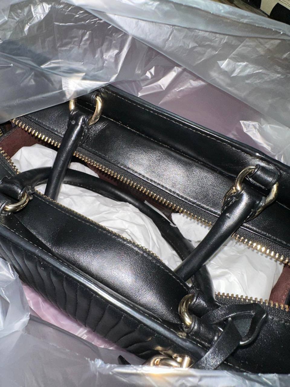 ORIG Preloved Coach RARE Zoe Carryall Quilted Black Satchel Bag