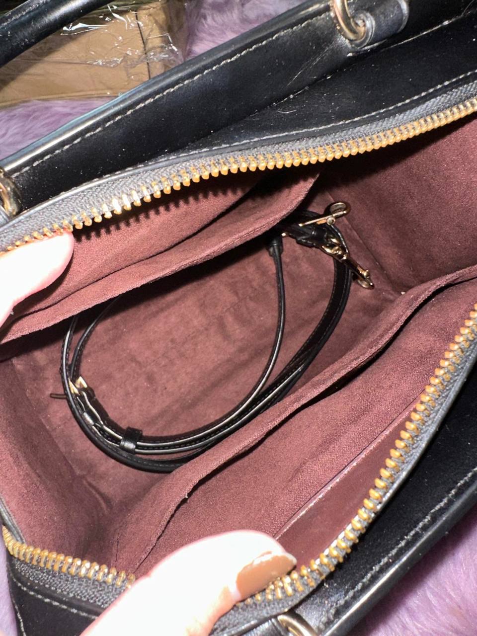 ORIG Preloved Coach RARE Zoe Carryall Quilted Black Satchel Bag