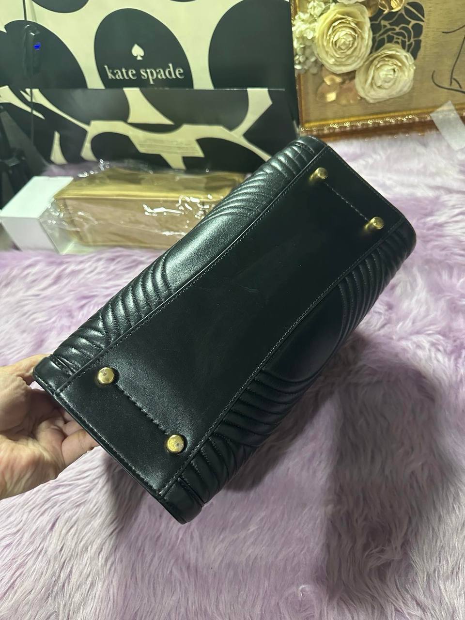 ORIG Preloved Coach RARE Zoe Carryall Quilted Black Satchel Bag