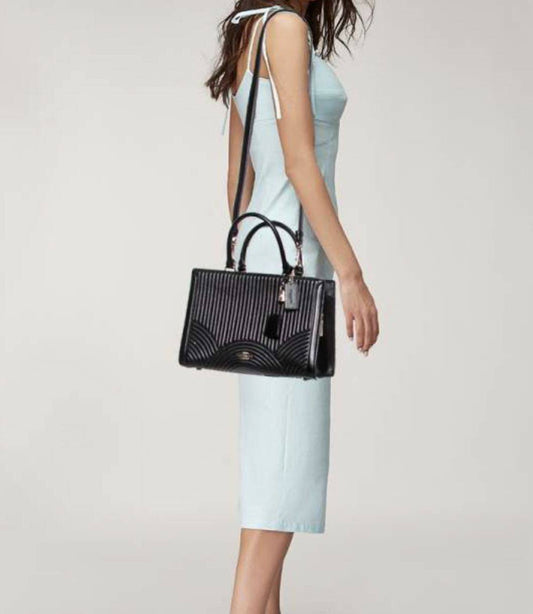 ORIG Preloved Coach RARE Zoe Carryall Quilted Black Satchel Bag
