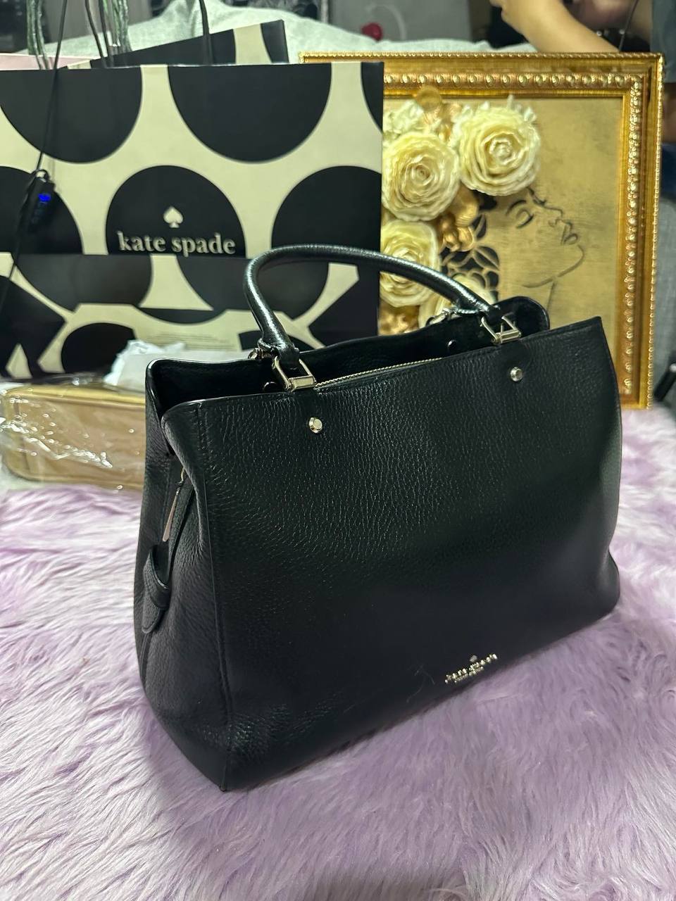 ORIG Preloved Kate Spade KS Leila Triple Compartment Satchel Crossbody Bag Black