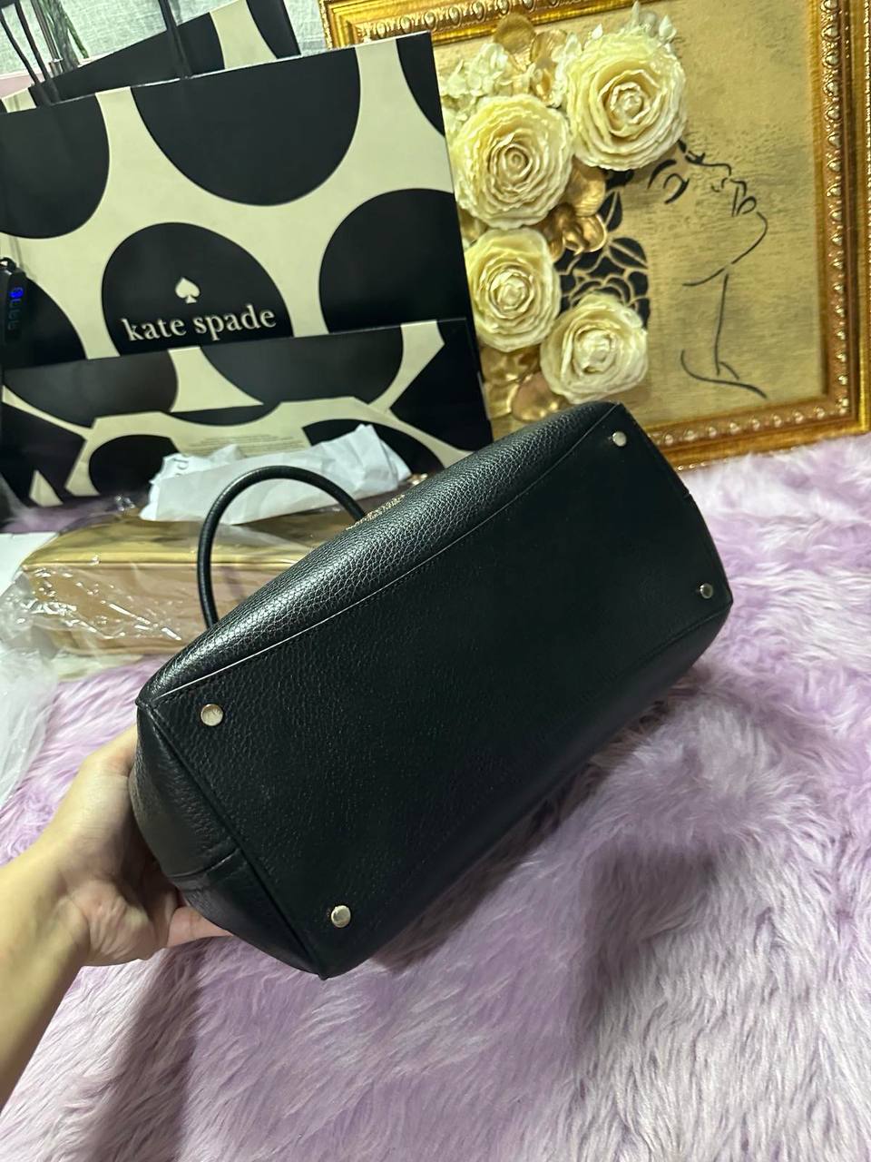 ORIG Preloved Kate Spade KS Leila Triple Compartment Satchel Crossbody Bag Black
