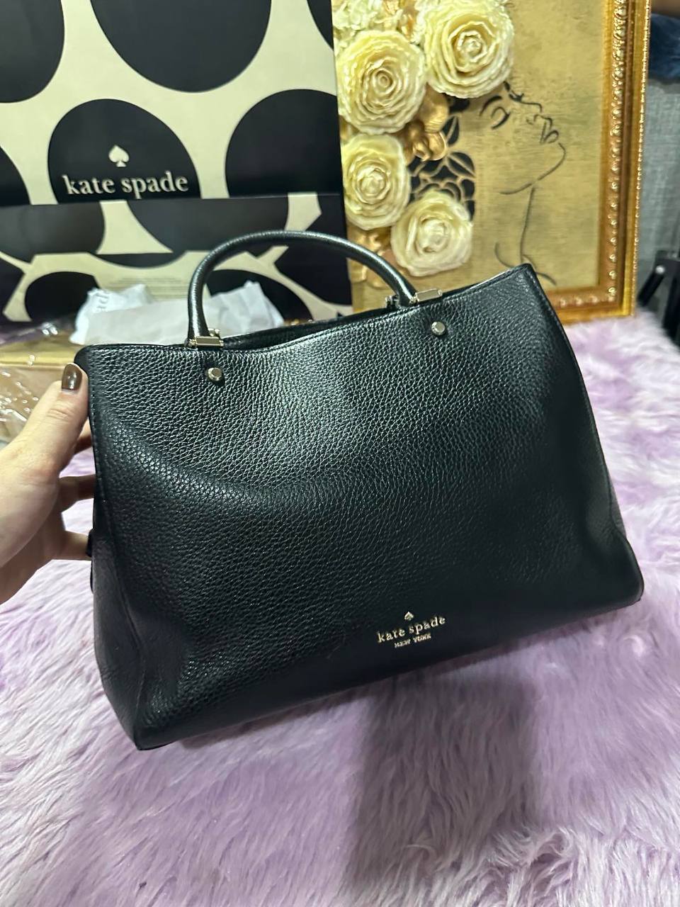 ORIG Preloved Kate Spade KS Leila Triple Compartment Satchel Crossbody Bag Black