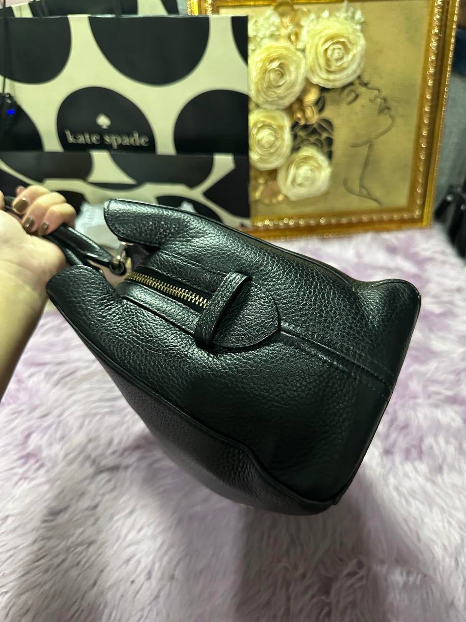 ORIG Preloved Kate Spade KS Leila Triple Compartment Satchel Crossbody Bag Black