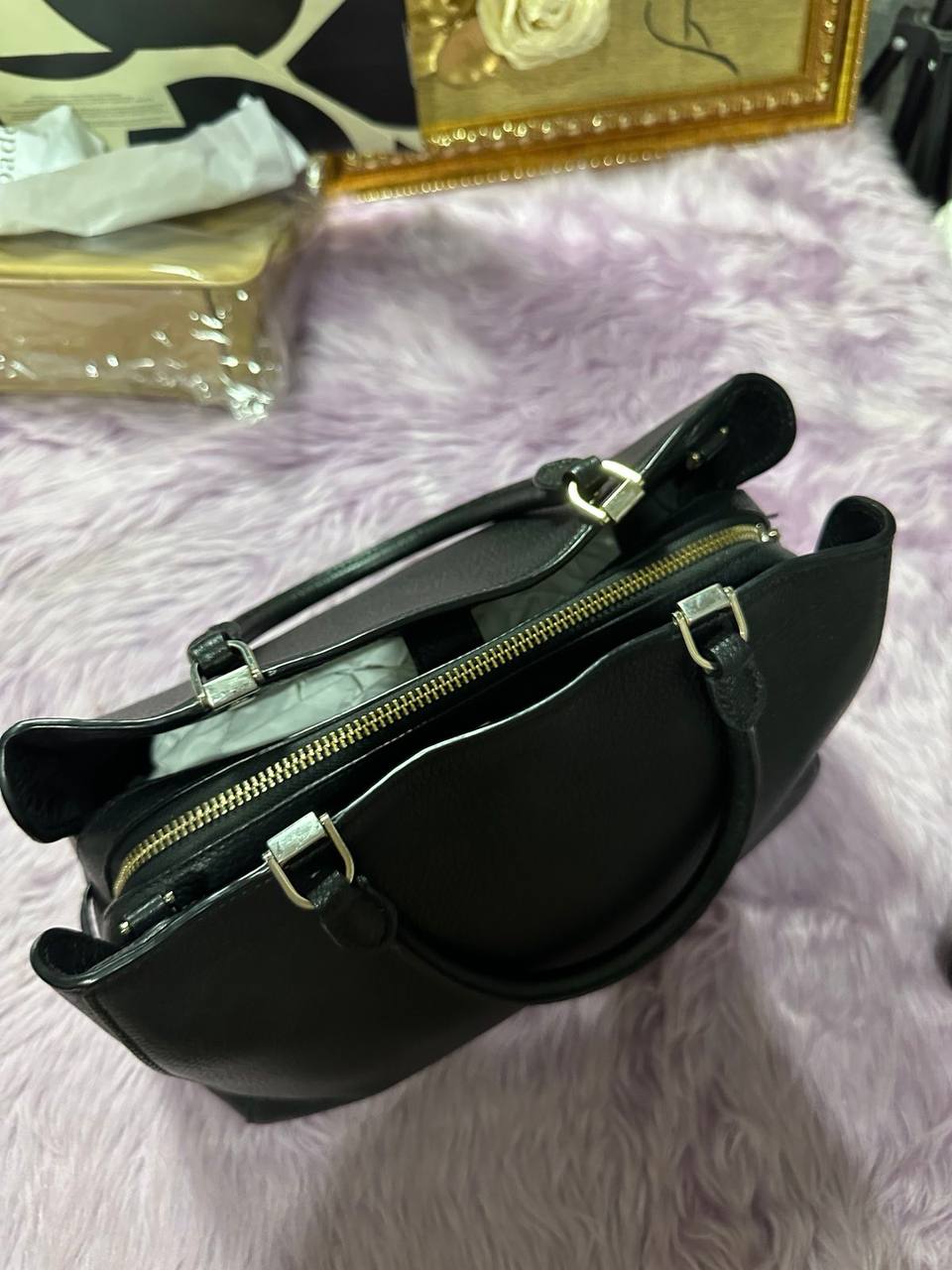 ORIG Preloved Kate Spade KS Leila Triple Compartment Satchel Crossbody Bag Black