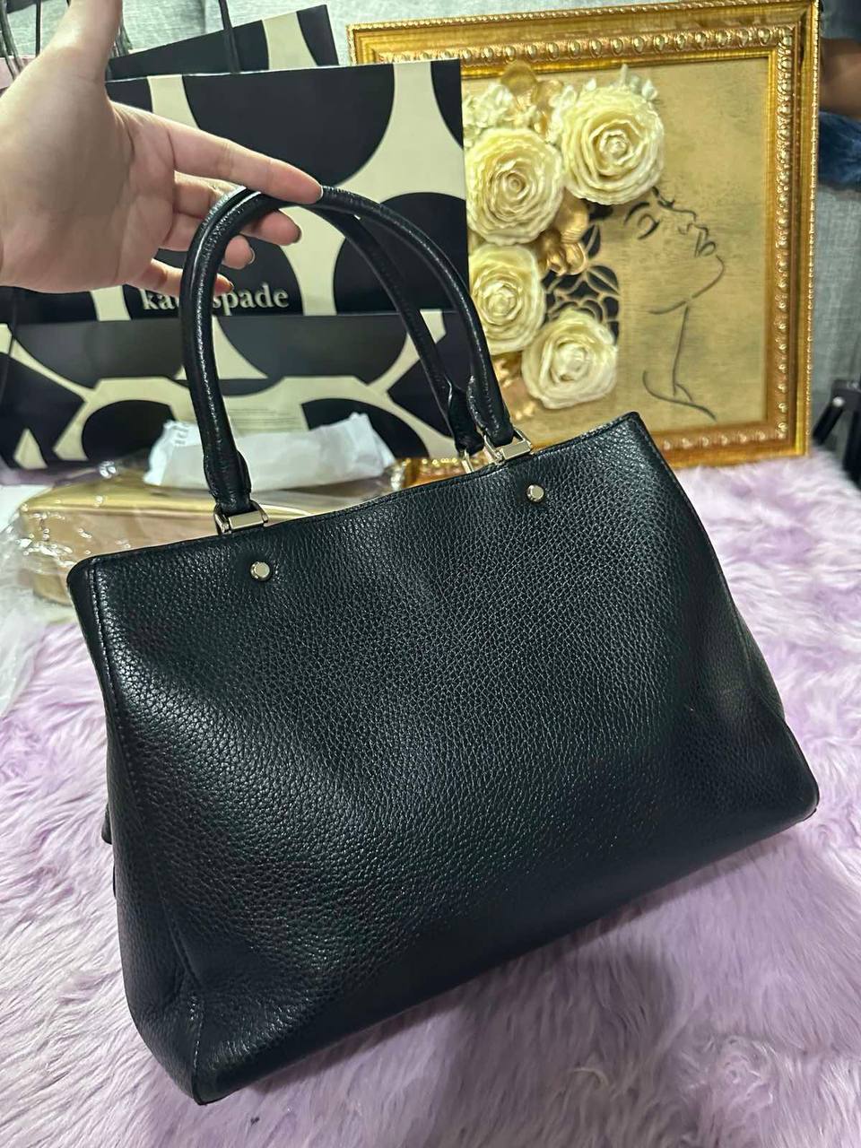 ORIG Preloved Kate Spade KS Leila Triple Compartment Satchel Crossbody Bag Black