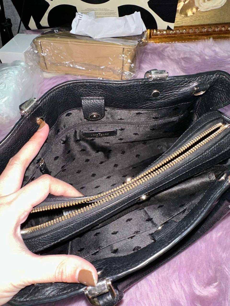 ORIG Preloved Kate Spade KS Leila Triple Compartment Satchel Crossbody Bag Black