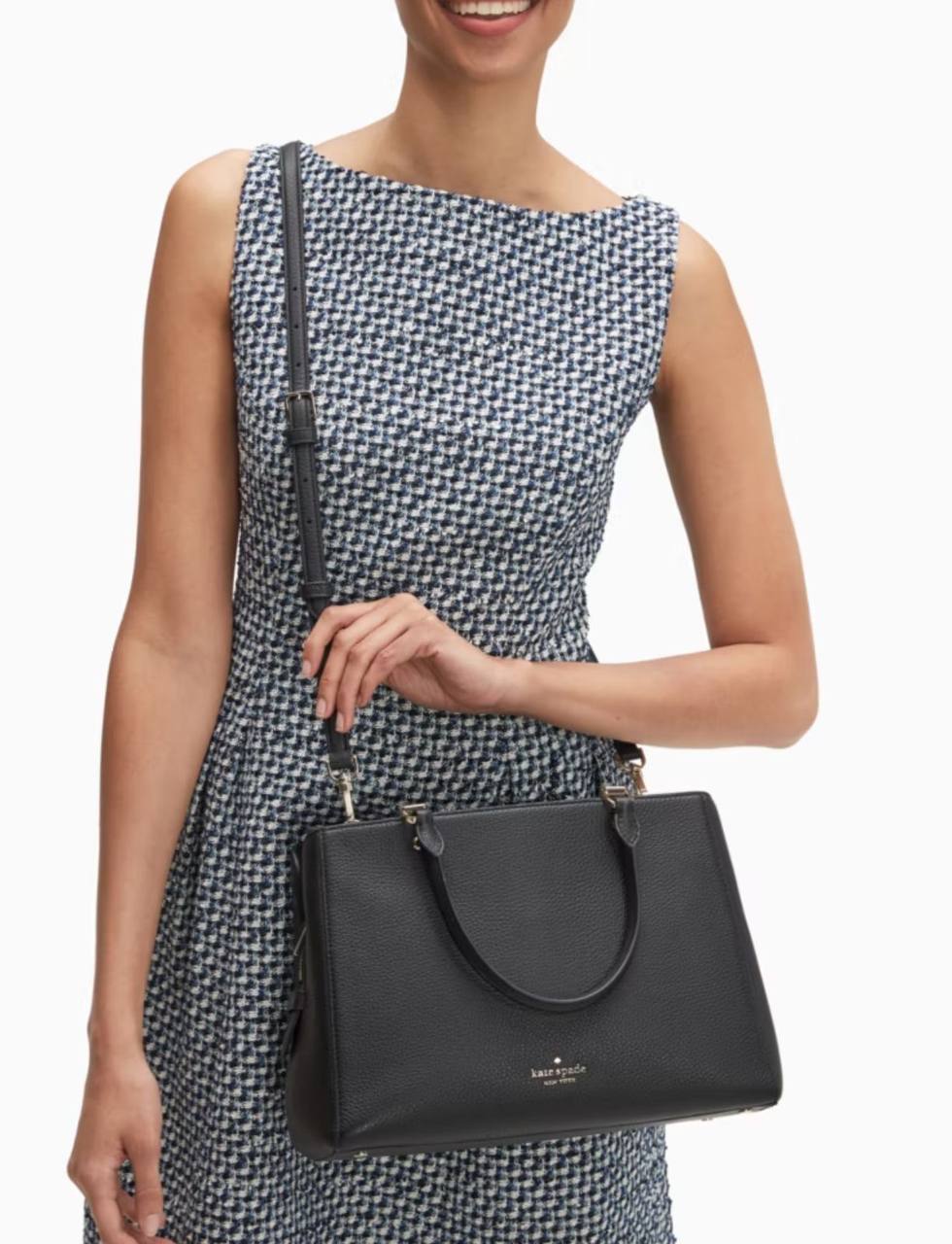ORIG Preloved Kate Spade KS Leila Triple Compartment Satchel Crossbody Bag Black