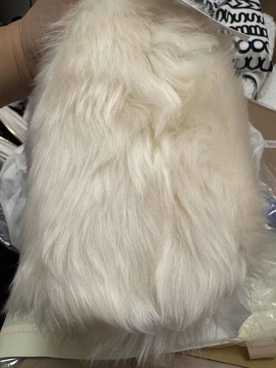 ORIG & IMPORTED Coach RARE RETAIL juliet medium shoulder shearling fur white bag
