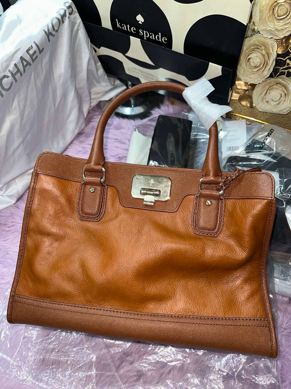 ORIG & IMPORTED Cole Haan Brown Leather Vintage Valise Novelty Kendra Tote Satchel Bag