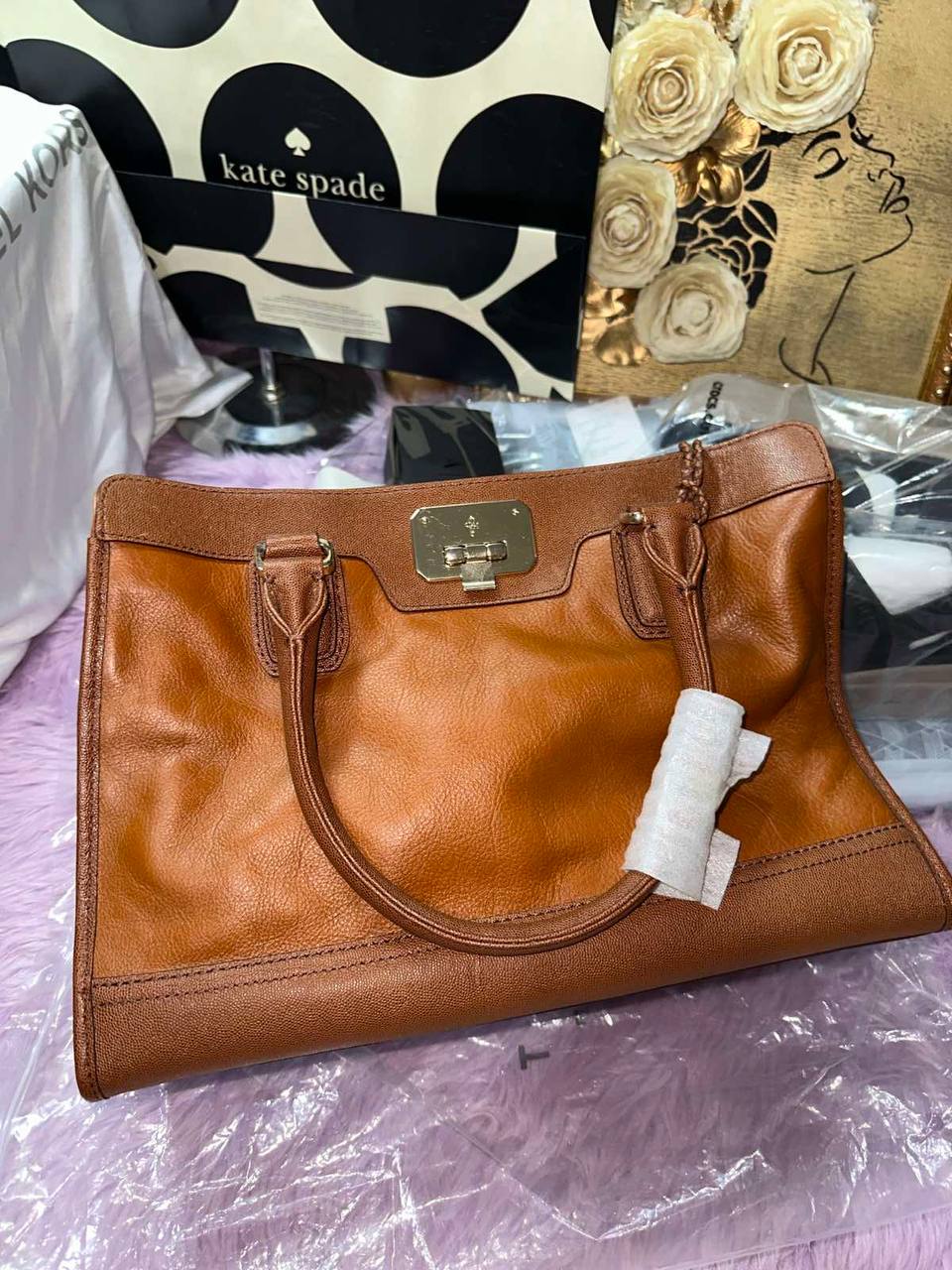 ORIG & IMPORTED Cole Haan Brown Leather Vintage Valise Novelty Kendra Tote Satchel Bag