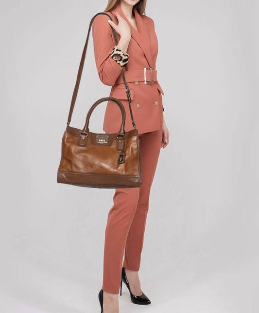 ORIG & IMPORTED Cole Haan Brown Leather Vintage Valise Novelty Kendra Tote Satchel Bag