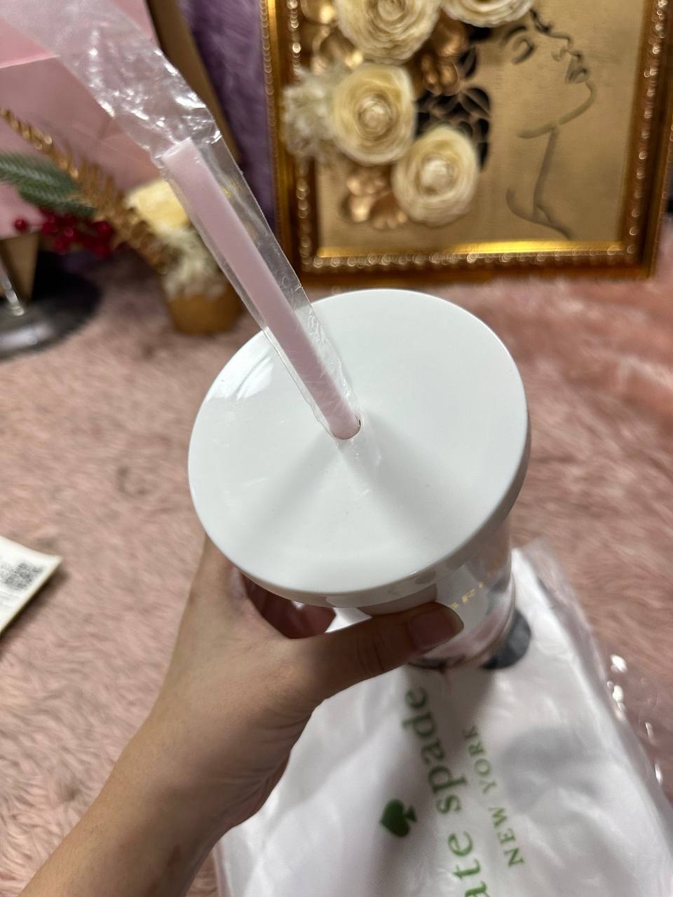 ORIG &amp; IMPORTED Kate Spade KS Insulated Plastic Tumbler with Reusable Straw for Bridesmaids, 20 Ounces, Blushing Floral
