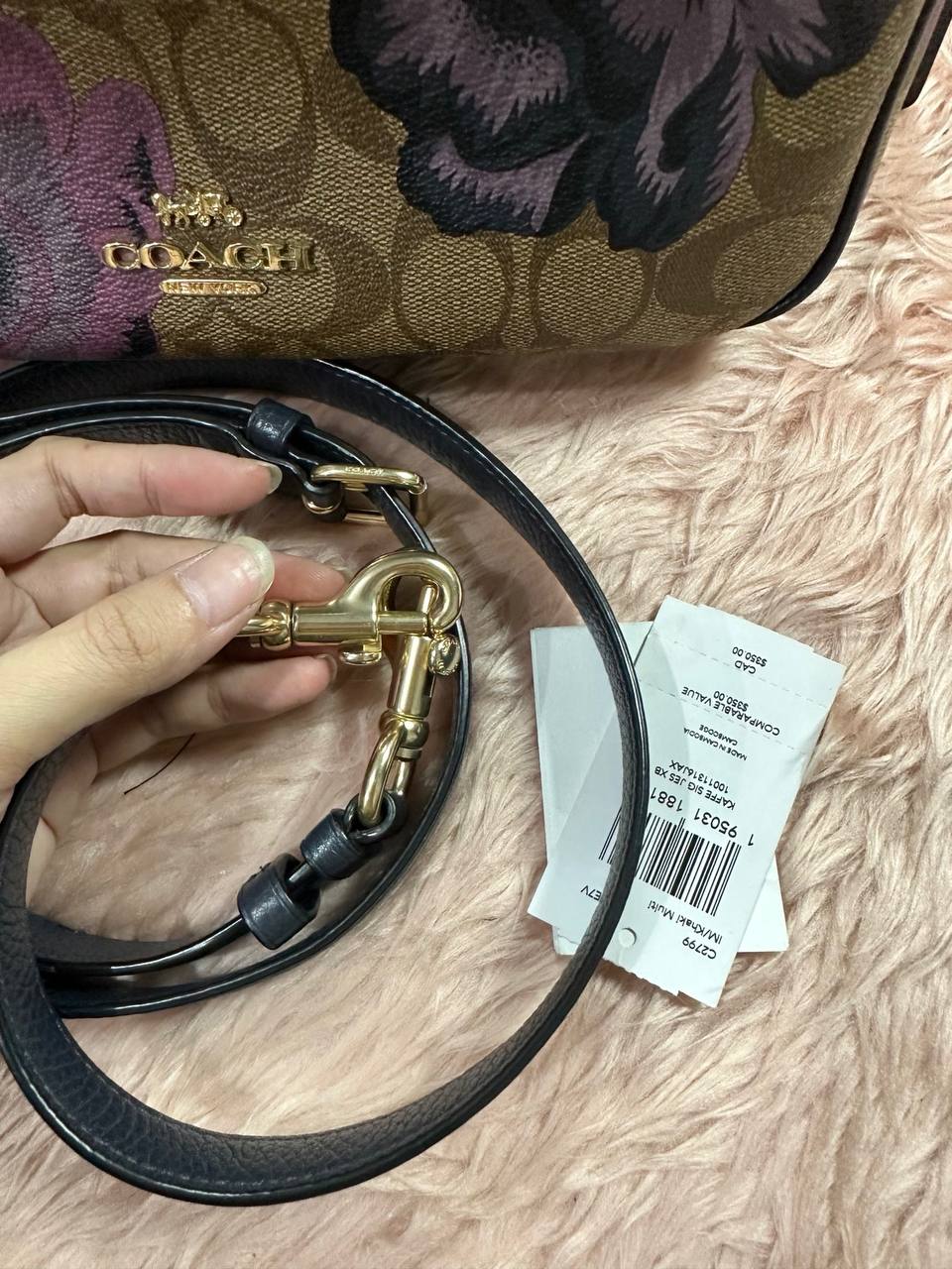 ORIG Preloved COACH Jes Crossbody Brown Bag In Signature Canvas Floral Print