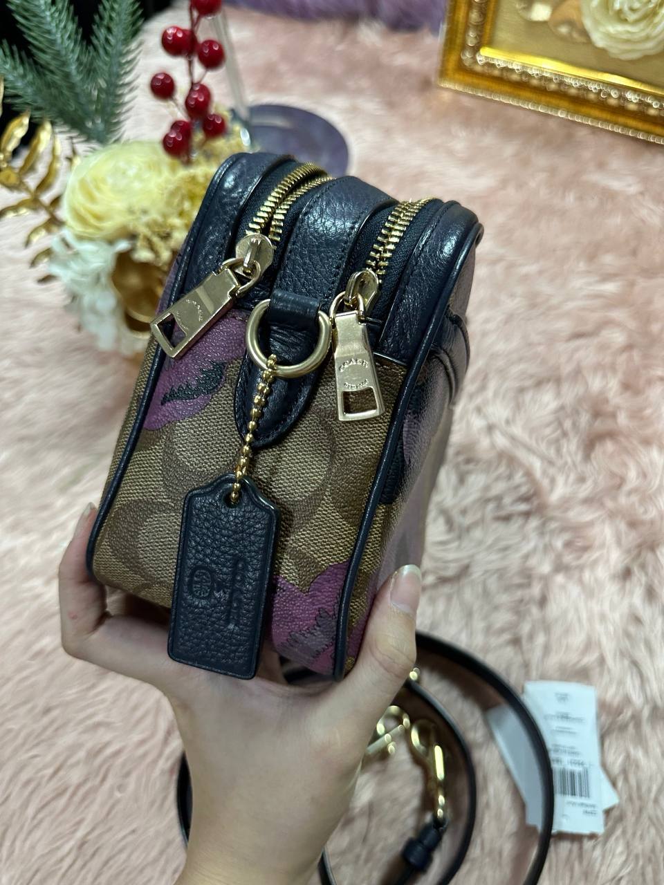 ORIG Preloved COACH Jes Crossbody Brown Bag In Signature Canvas Floral Print