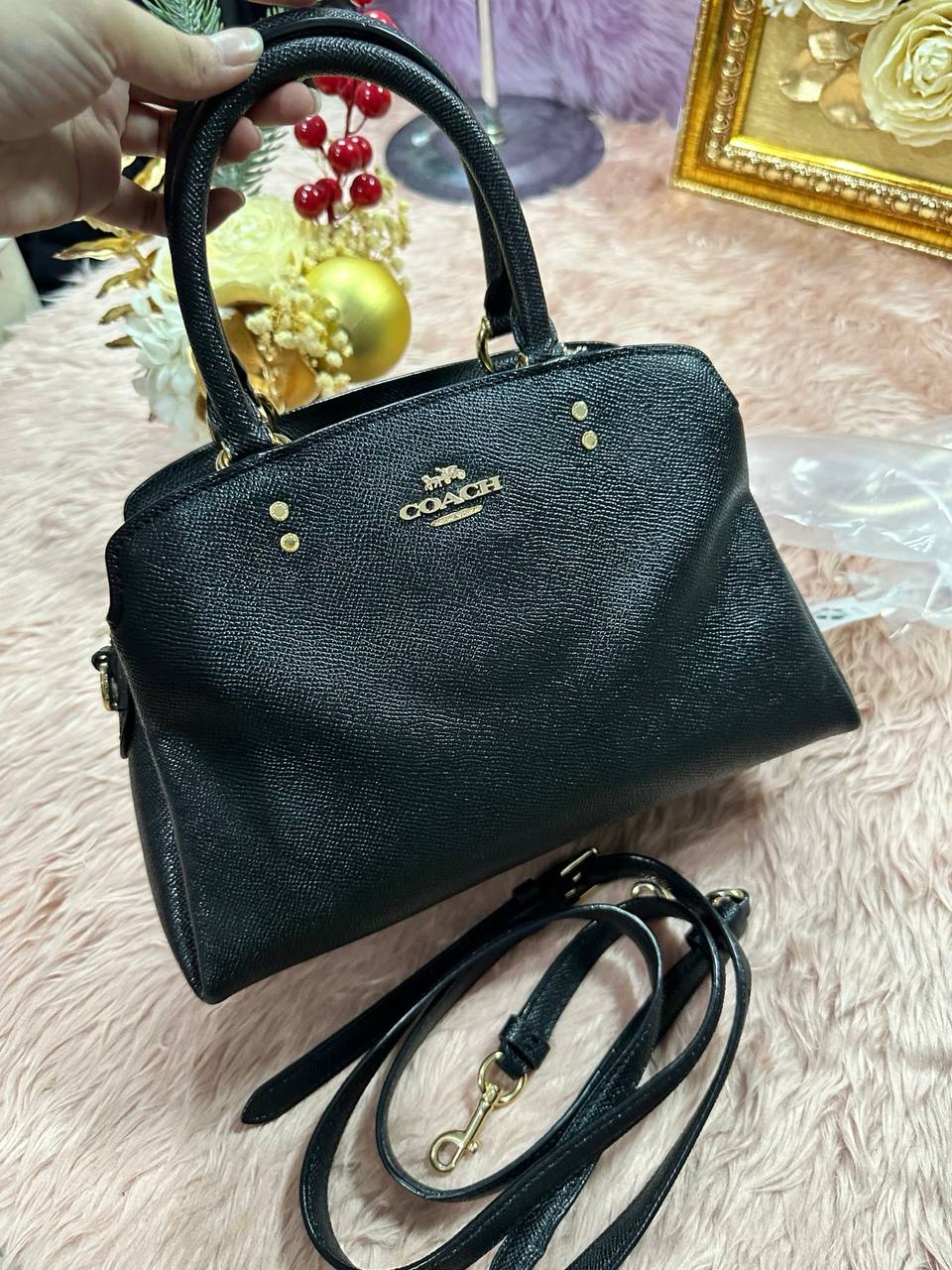 ORIG Preloved COACH Mini Lillie Carryall Black Satchel Bag