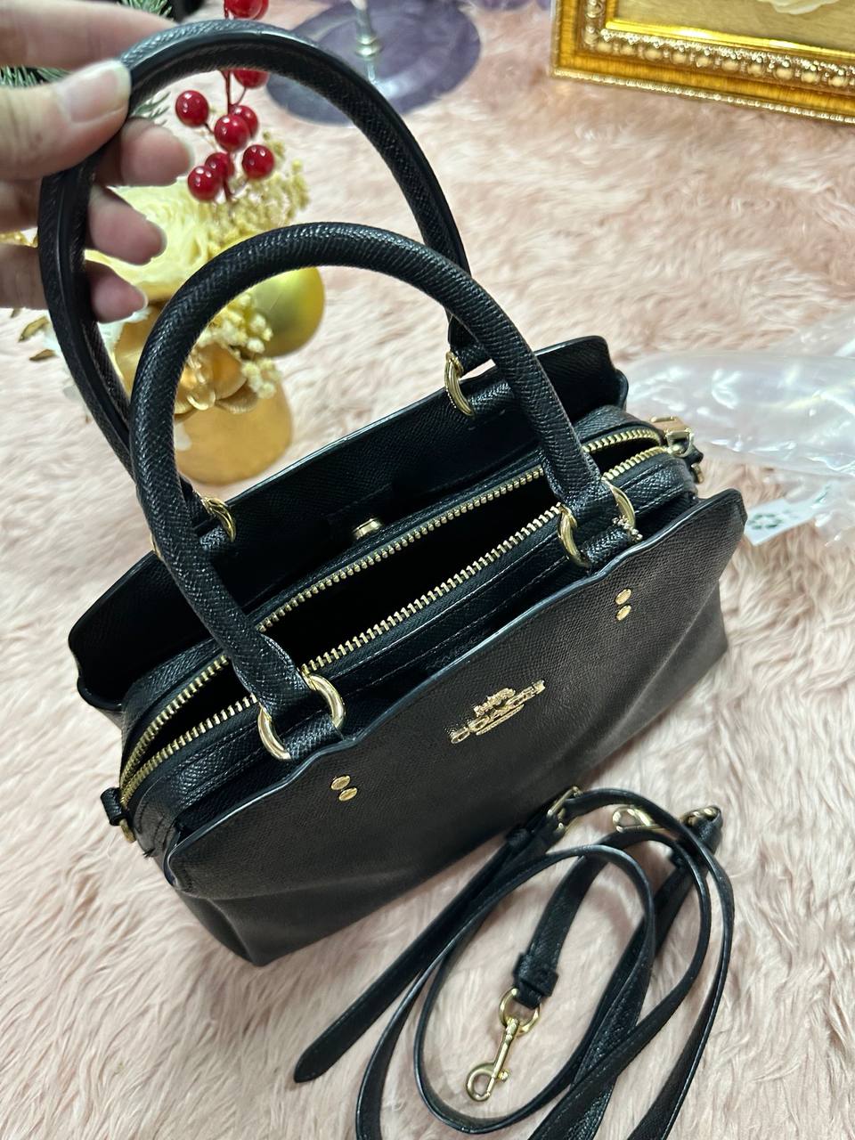 ORIG Preloved COACH Mini Lillie Carryall Black Satchel Bag
