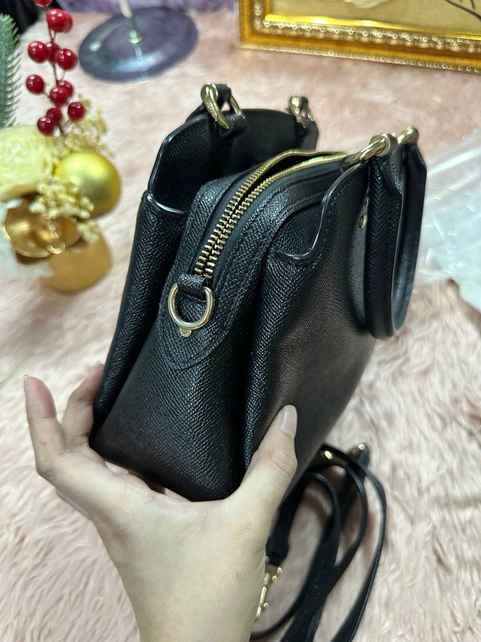 ORIG Preloved COACH Mini Lillie Carryall Black Satchel Bag