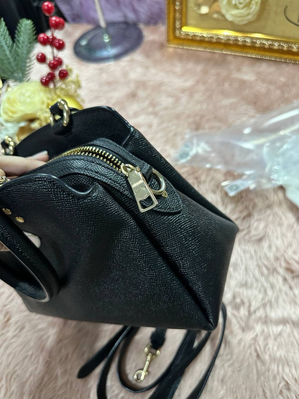 ORIG Preloved COACH Mini Lillie Carryall Black Satchel Bag