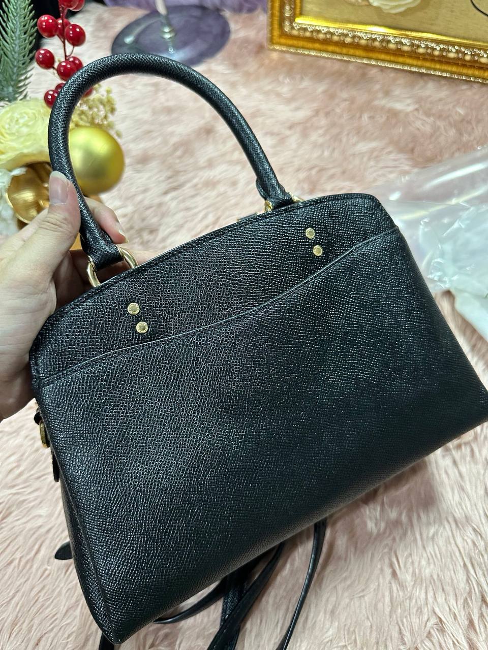 ORIG Preloved COACH Mini Lillie Carryall Black Satchel Bag