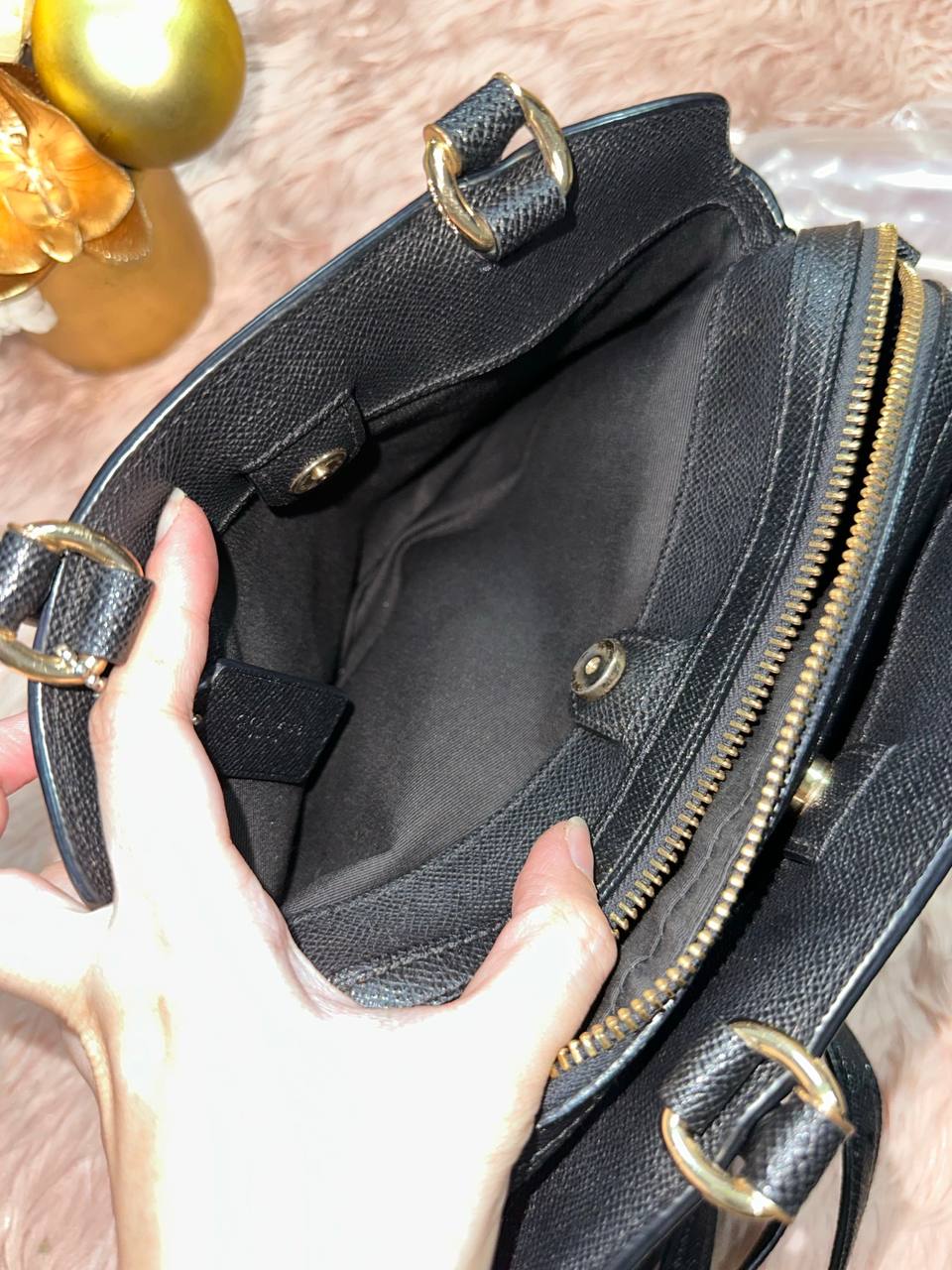 ORIG Preloved COACH Mini Lillie Carryall Black Satchel Bag