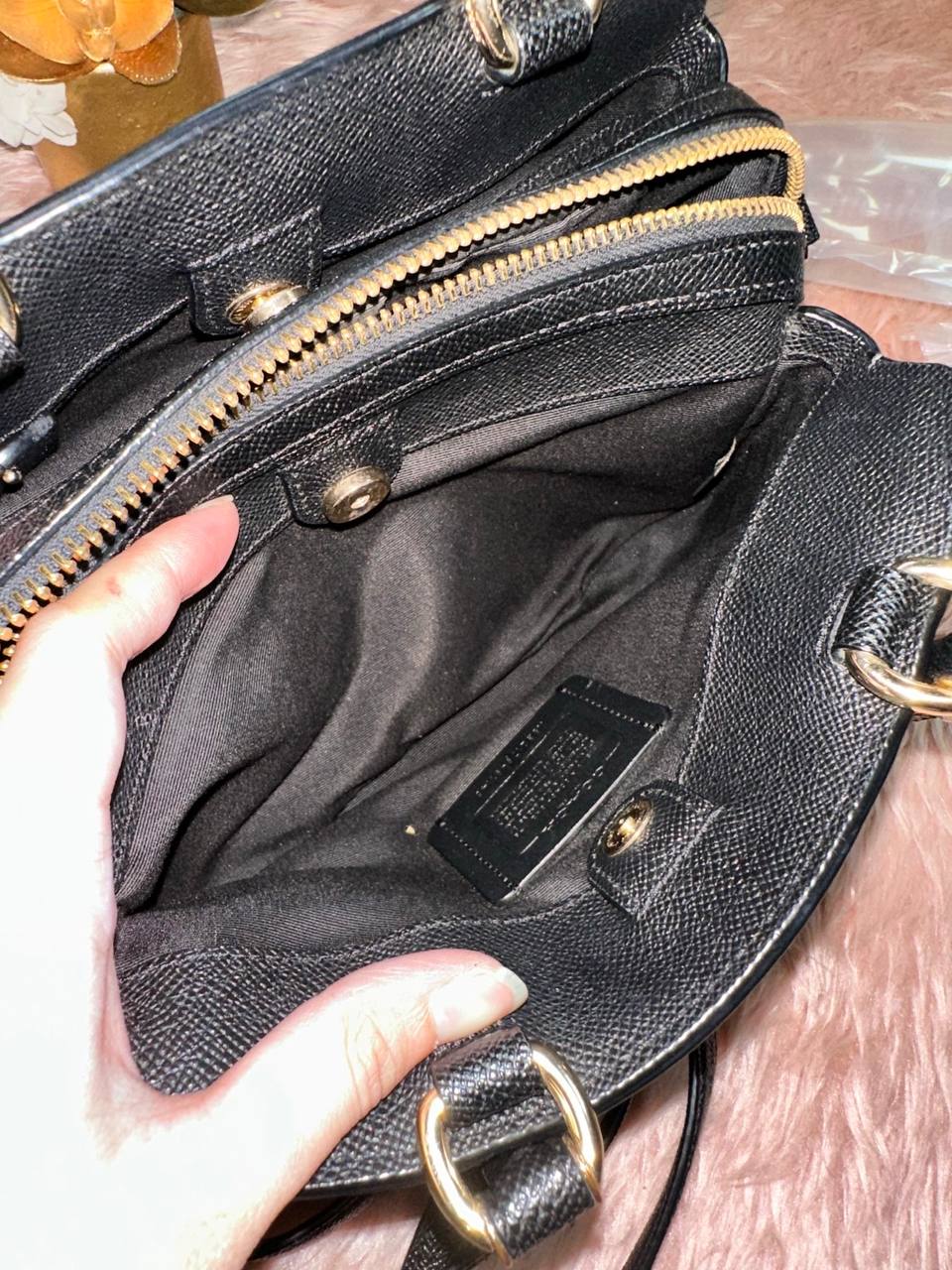 ORIG Preloved COACH Mini Lillie Carryall Black Satchel Bag