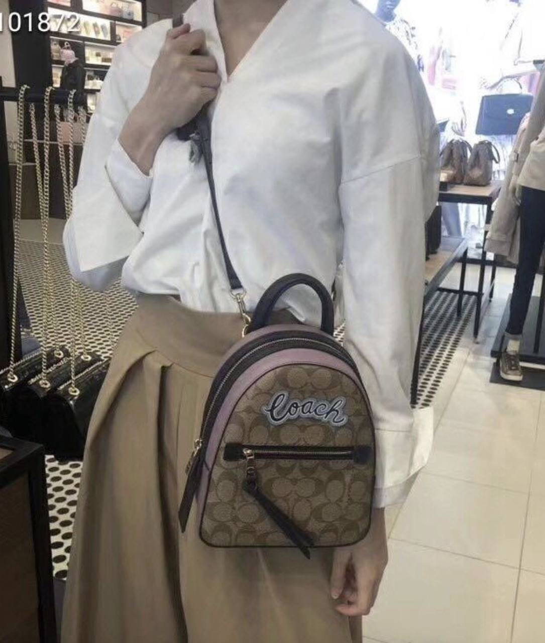 ORIG Preloved COACH Andi Mini Convertible Backpack Brown/Purple Bag