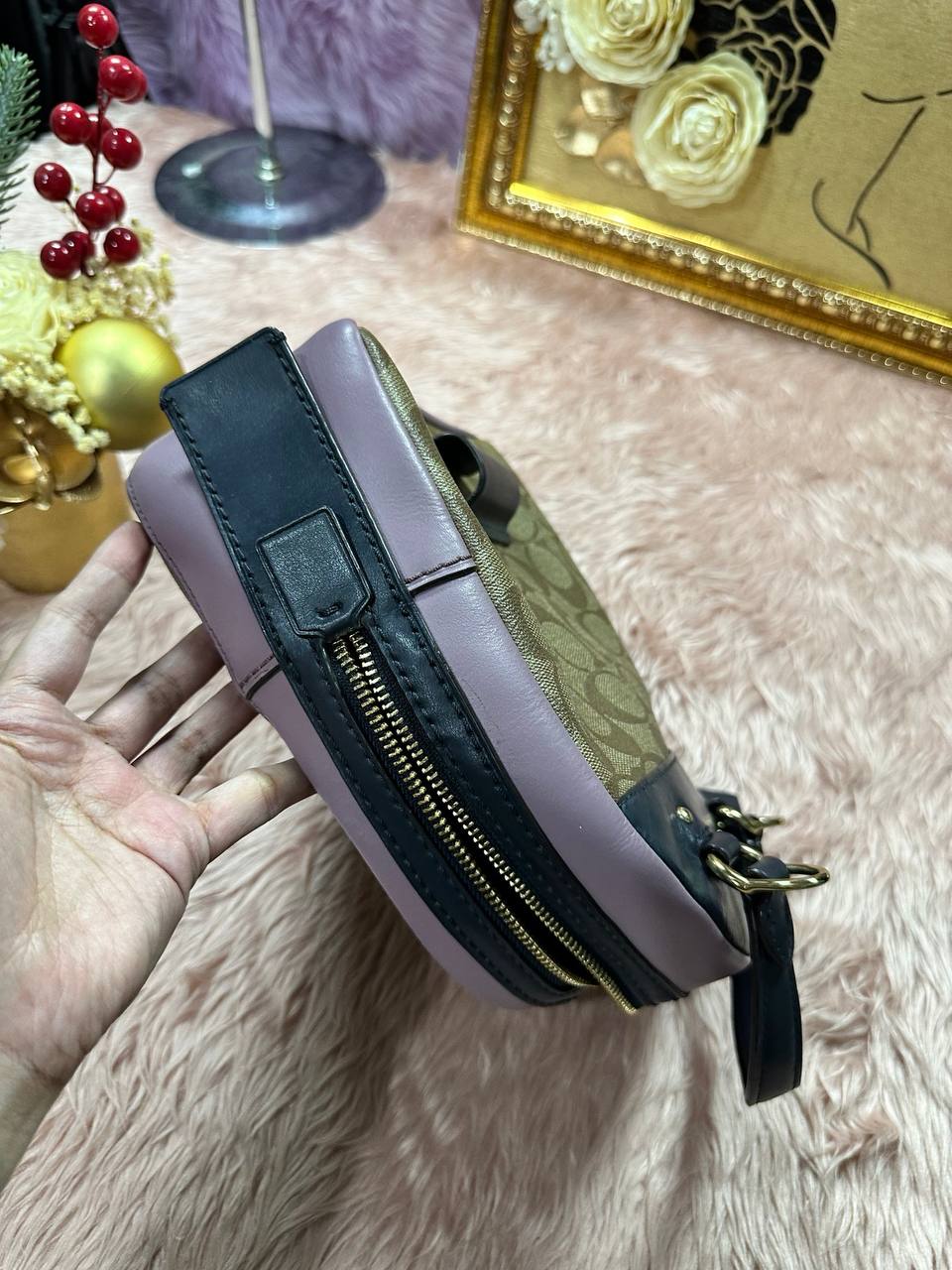 ORIG Preloved COACH Andi Mini Convertible Backpack Brown/Purple Bag